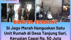 Si Jago Merah Hanguskan Satu Unit Rumah di Desa Tanjung Sari, Kerugian Capai Rp. 50 Juta