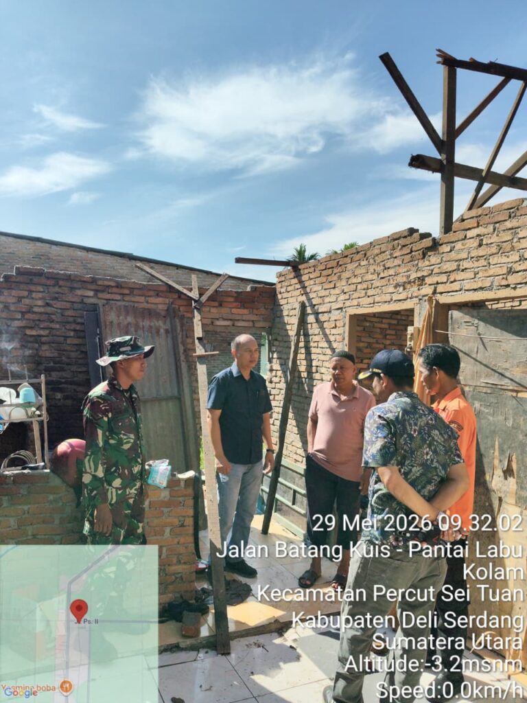 Hujan Deras Disertai Angin Puting Beliung Terjang Batang Kuis, Sejumlah Rumah Warga Rusak