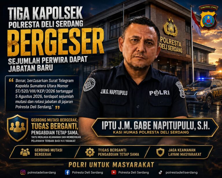 Tiga Kapolsek Polresta Deli Serdang Bergeser, Sejumlah Perwira Dapat Jabatan Baru