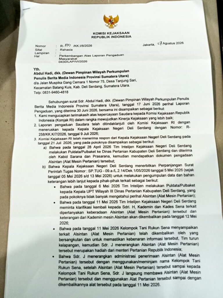 Komisi Kejaksaan RI Berikan Balasan surat Ke P2BMI,GRPK siap “Gas Poll” Kejaksaan Negri Deli Serdang