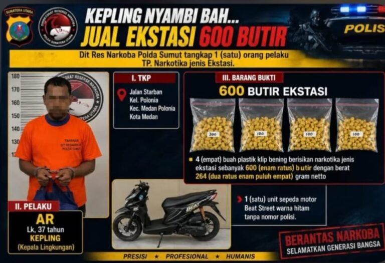 Gawat! Oknum Kepling di Medan Polonia Edarkan Ekstasi